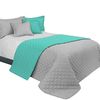 BEDSPREAD- QUILTED/DOUBLE-SIDED Inez Light Grey-Mint